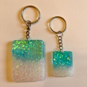 Hand Crafted Resin Glitter Ombre Keychain Set of 2